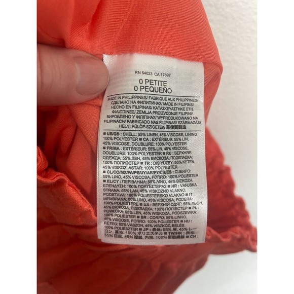 Banana Factory Size 0 Linen-Blend Mini Skirt Orange Paper Bag Elastic Waist - Picture 11 of 13